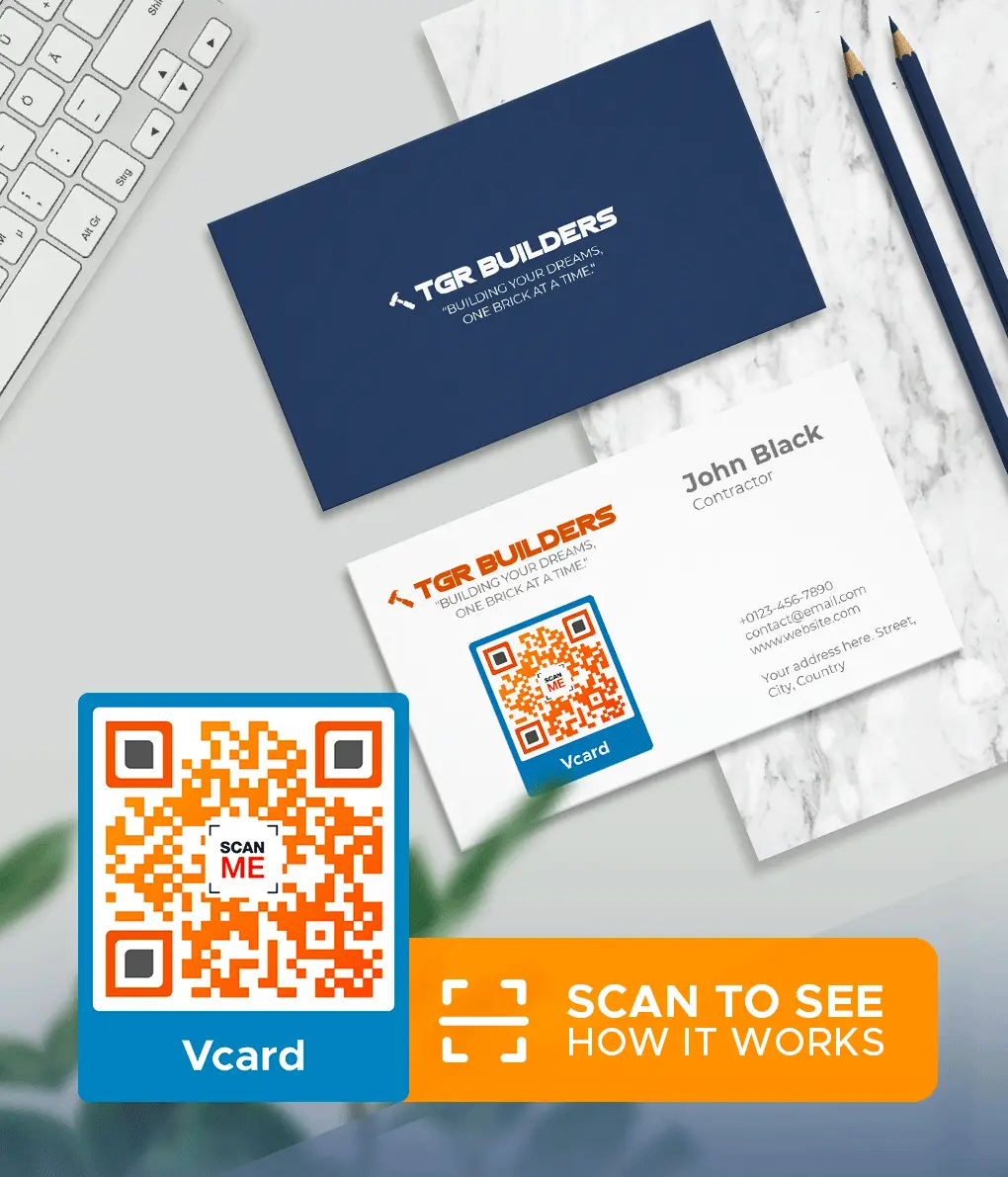 Digital business card with a QR code